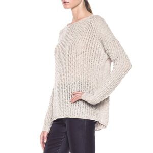 Vince merino wool alpaca camel mini cable knit boatneck sweater L almondine